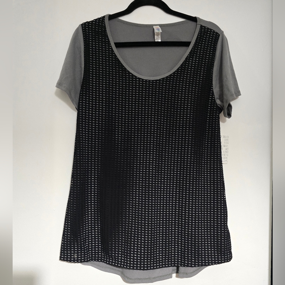 LuLaRoe Gray and Black Short Sleeve Tee